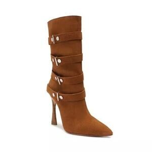 Schutz Nyle Cow Suede Booties In Brown Size 9.5